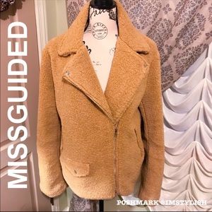 MINT Missguided Faux Shearling Biker Jacket